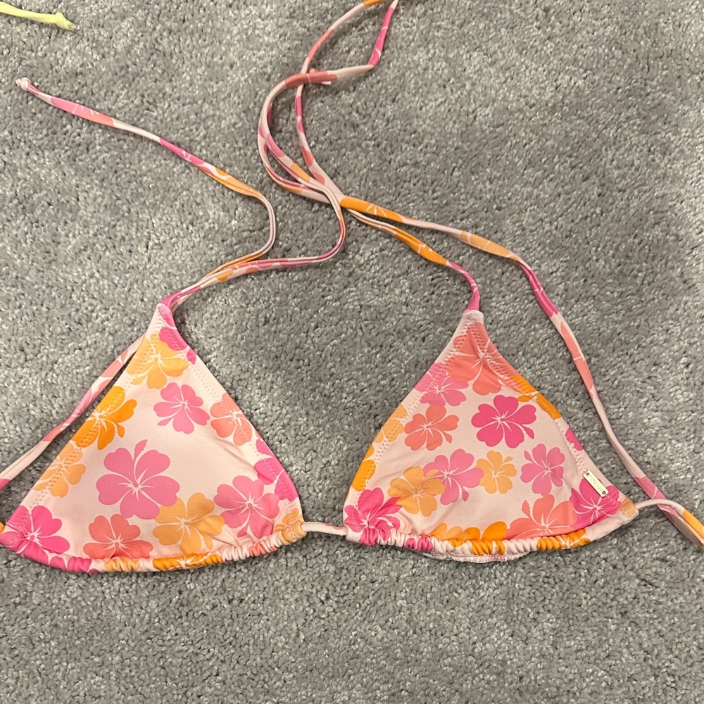 Floral Pink and Orange Bikini Top